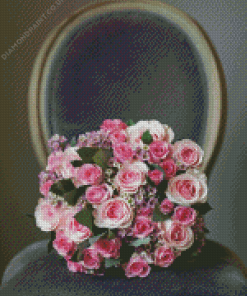 Pink Roses On Chair Diamond Painting