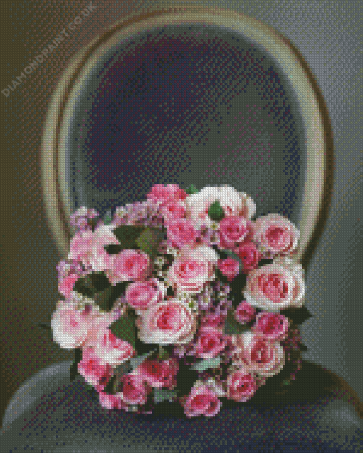 Pink Roses On Chair Diamond Painting