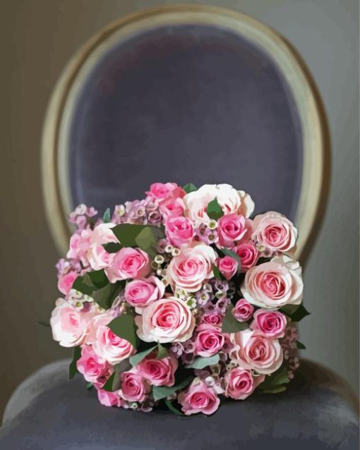 Pink Roses On Chair Diamond Painting