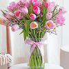 Pink Tulips In Vase Diamond Painting