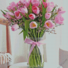 Pink Tulips In Vase Diamond Painting