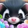 Skunk With Flowers Diamond Painting