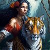 Tiger With Woman Diamond Painting