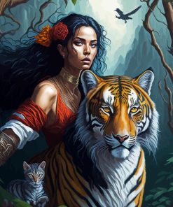 Tiger With Woman Diamond Painting