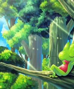 Treecko Sleeping On Tree Diamond Painting