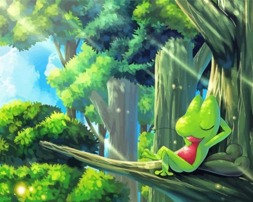 Treecko Sleeping On Tree Diamond Painting