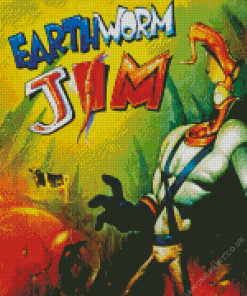 Earthworm Jim Diamond Painting