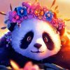 Panda With Flowers Diamond Painting