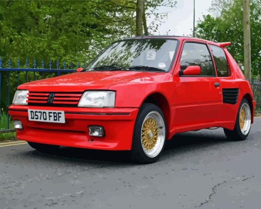 Red 205 Gti Peugeot Diamond Painting