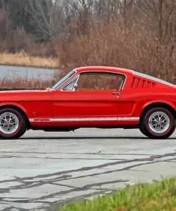 Red 65 Mustang Diamond Painting