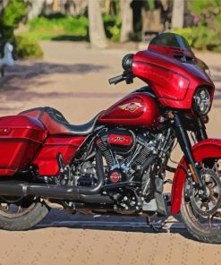 Red Harley Glide Diamond Painting