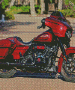 Red Harley Glide Diamond Painting