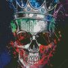 Splatter Skull With Crown Diamond Painting