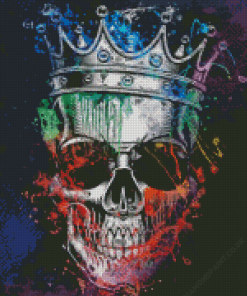 Splatter Skull With Crown Diamond Painting