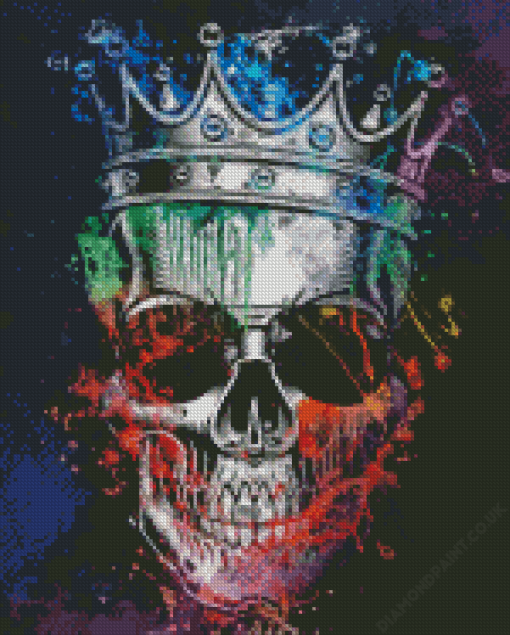 Splatter Skull With Crown Diamond Painting