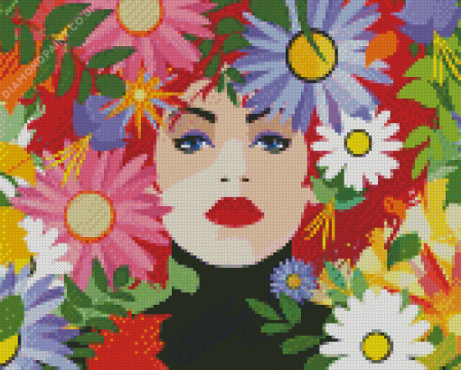 Woman With Floral Hair Diamond Painting