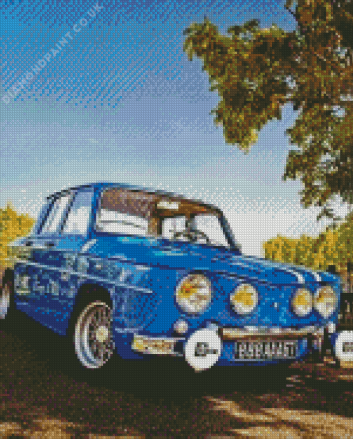 Antique Blue Renault 8 Diamond Painting