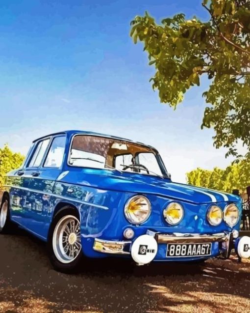 Antique Blue Renault 8 Diamond Painting