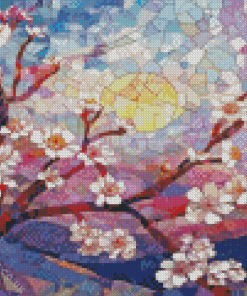 Cherry Blossom Mosaic Tree Diamond Painting