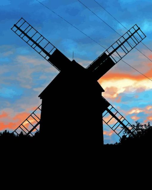 Cley Windmill Silhouette Diamond Painting