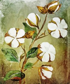 White Cotton Branch Diamond Painting