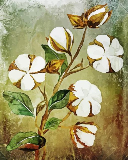 White Cotton Branch Diamond Painting