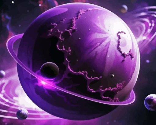 Galaxy Purple Planet Diamond Painting