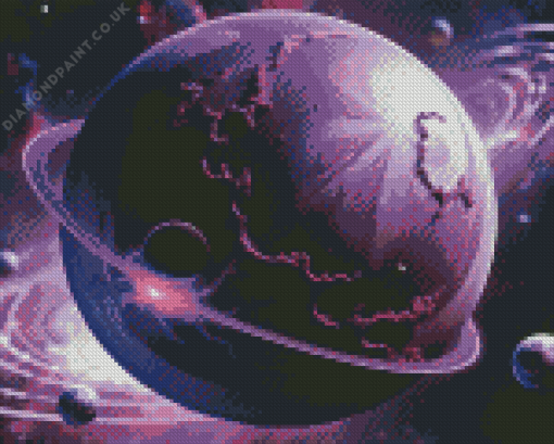 Galaxy Purple Planet Diamond Painting