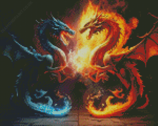 Ice And Fire Dragons Diamond Painting