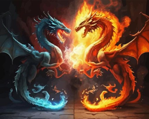 Ice And Fire Dragons Diamond Painting