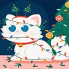 Illustration Christmas Cat Diamond Painting