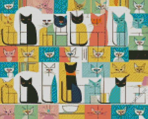 Mid Century Cats Diamond Painting