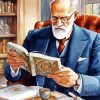 Old Classy Man Reading Book Diamond Painting