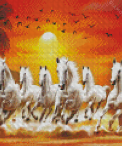 Running Horses At Sunset Diamond Painting