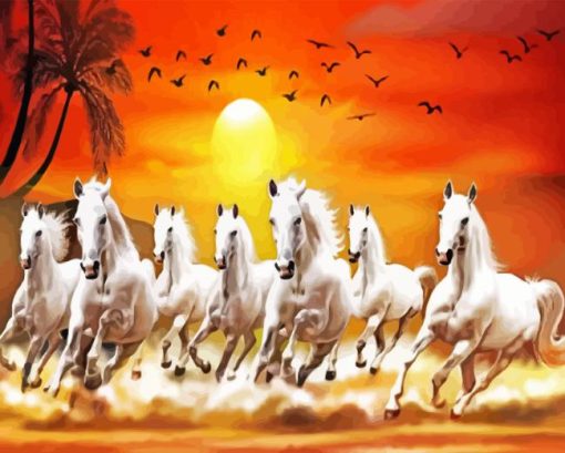 Running Horses At Sunset Diamond Painting