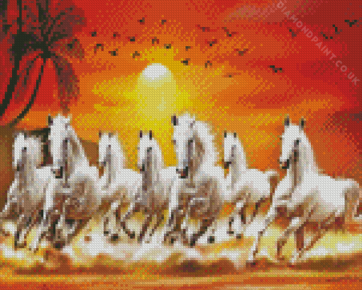 Running Horses At Sunset Diamond Painting