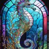 Stained Glass Seahorse Diamond Painting