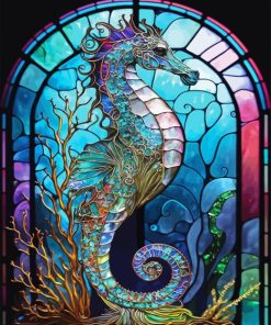 Stained Glass Seahorse Diamond Painting