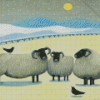 Scottish Black Faced Sheep In Snow Diamond Painting