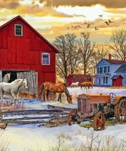 Winter Farm Diamond Painting