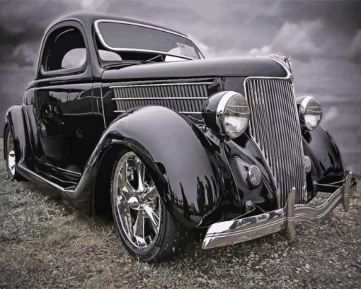 Black And White Ford Car Diamond Painting