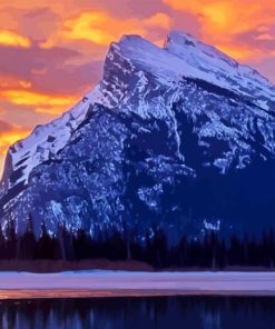 Mount Rundle At Sunset Diamond Painting