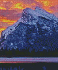 Mount Rundle At Sunset Diamond Painting