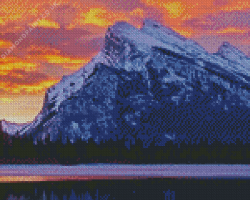 Mount Rundle At Sunset Diamond Painting