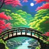 Night Wooden Bridge Landscape Diamond Painting