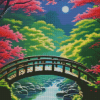 Night Wooden Bridge Landscape Diamond Painting