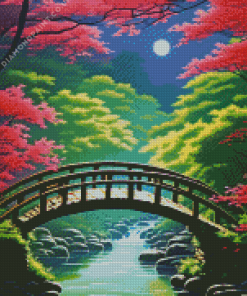 Night Wooden Bridge Landscape Diamond Painting