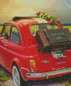 Red Fiat 500 Car Diamond Painting