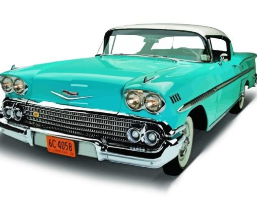 Blue 1958 Chevrolet Impala Diamond Painting