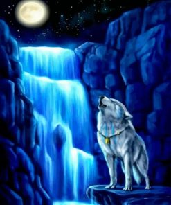 Wolf Waterfall Diamond Painting